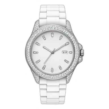 white hand watch with white crystal  sticker