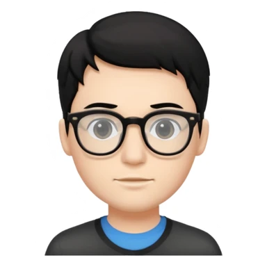 very handsome and very white as a color skin boy with black hair and glasses  sticker