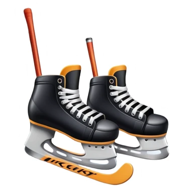 Please, make An icon featuring close-up shots of key hockey equipment: a hockey stick, puck, and skates. The background shows a packed stadium with cheering fans, bright arena lights, and an icy rink. Transparent background highlights the essentials of the game and the thrill of the sport. sticker