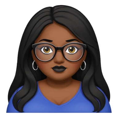 big plus size, long hair, baddie,pretty, makeup, black eyeliner, long hair, glasses sticker