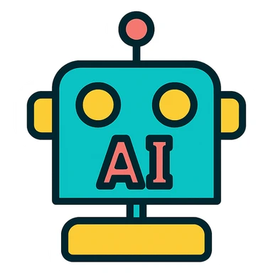 robot ai, color outline icon style sticker