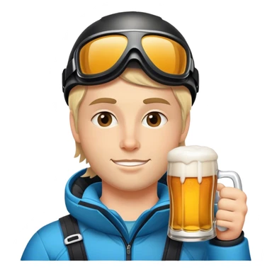 After-ski, a skier drinking beer sticker