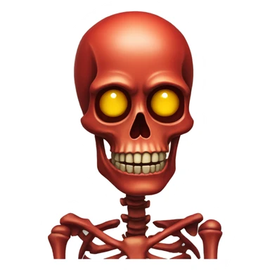 Red skeleton head with yellow eyes  sticker