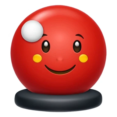 🔴 Parte de cima: vermelha, lisa e brilhante
⚪ Parte de baixo: branca
➖ No meio: uma faixa preta horizontal que divide a bola ao meio
⚪ No centro da faixa: um botão redondo branco (ou cinza claro), que parece um pequeno círculo
Formato: ⚪ Bola perfeitamente redonda sticker