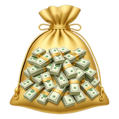 Luxury 3D emoji, overflowing money bag, stacks of cash, premium lighting, rich glossy look, ultra clean, transparent background


 sticker