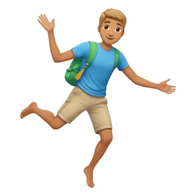 smiling guy in summer clothing  falling . from the side  sticker