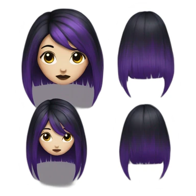 gothic girl long dark black and purple hair sticker