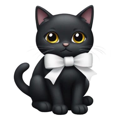 black cat with a white bow sticker