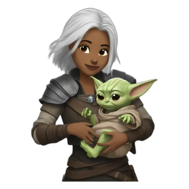 The witcher holding baby yoda sticker