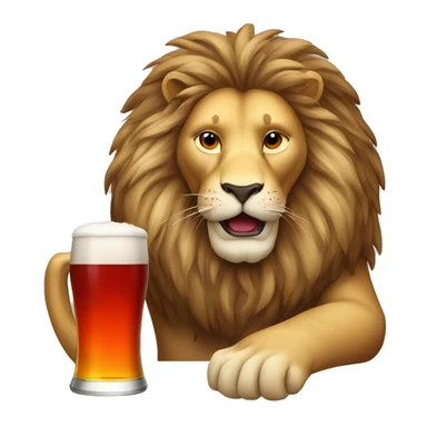 Lion drinking beer red sticker