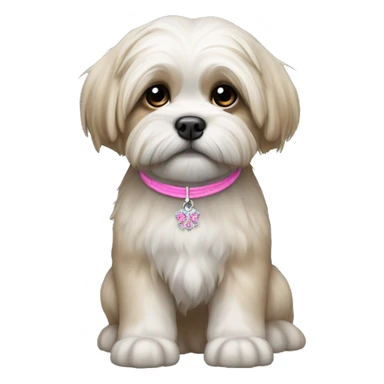Lhasa apso puppy with pink necklash  sticker