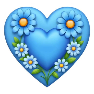 blue heart with flowers sticker