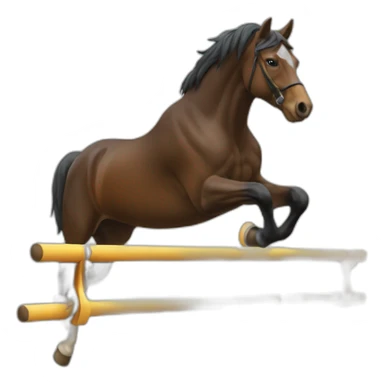 Cheval sautant au dessus d'un obstacle sticker
