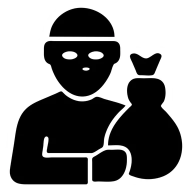 Add a bag of loot to the male thief character, keep the icon solid style, with no background. sticker