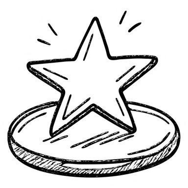 hand-drawn outlined icon of a bright star on a glossy black car surface, subtle reflections, gold or silver details, clean and modern sticker