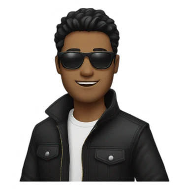 black haired guy wearing black jacket and black sunglasses sticker