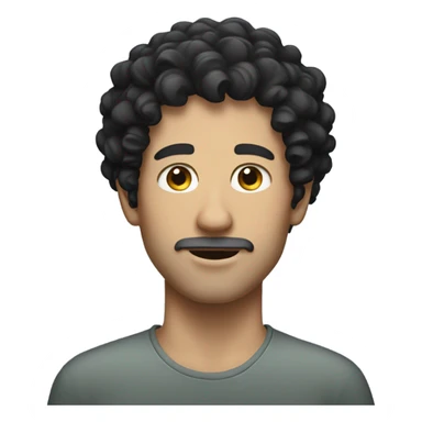 White man with curly black hair sticker