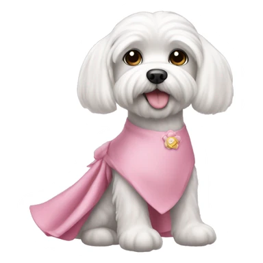 white maltese wearing a pink dress  sticker