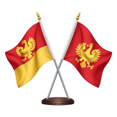a flat flag that is split down the middle of half the polish flag and half the macedonian flag sticker