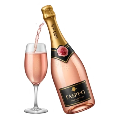 bottle of sparkling rose champagne tilted to the right sticker