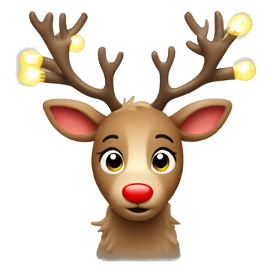 Super Cute reindeer with A red nose and lights tangled in its aktørers sticker