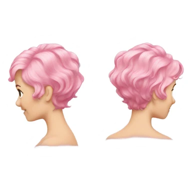 Pink wavy short hair back view sticker