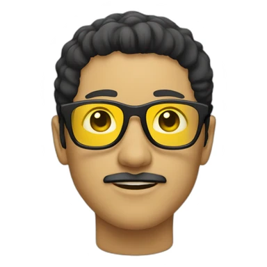 Man with yellow tinted glasses and black hair  sticker