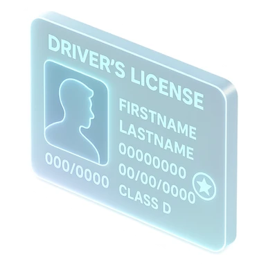 A futuristic driver's license with a sleek, modern design and holographic elements. sticker