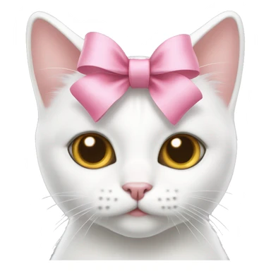 white kitty with hazel eyes and pink bow sticker
