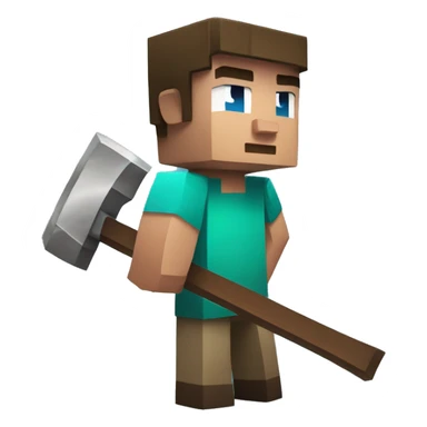 steve from minecraft holding a pickaxe sticker