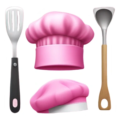Pink chef hat with pink cooking utensils  sticker