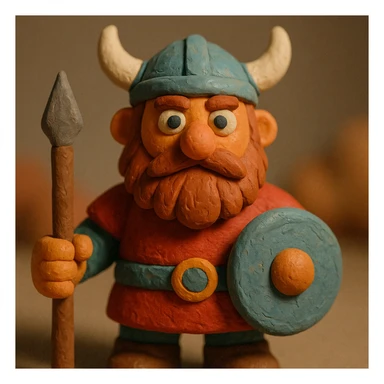 viking character, claymation style sticker