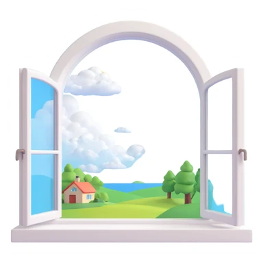 a big full width/height window with a idyllic scenery skylight and clouds visible sticker