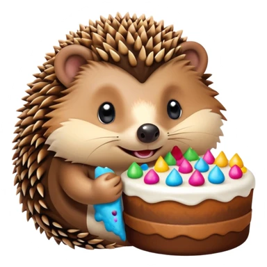hedgehog eating cake sticker