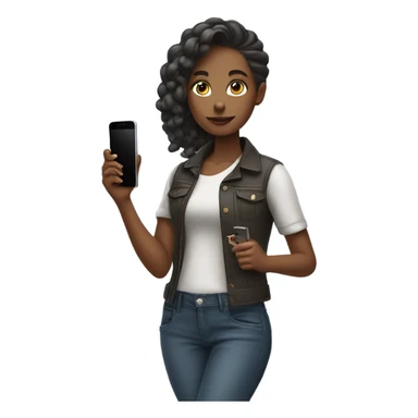 Cool girl with phone sticker