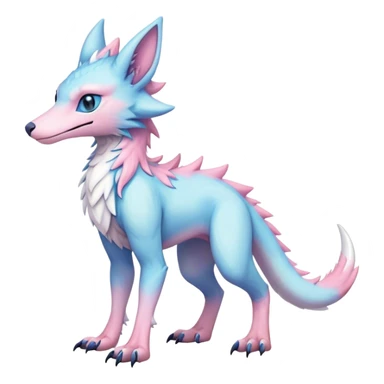 Feral Rare Fantasy cute adorable edgy pastel pink light-blue white iridescent Vernid-Sergal-hybrid by LiLaiRa, markings, tufted ears, full body sticker