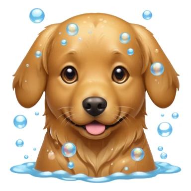 brown dog with soap bubbles sticker