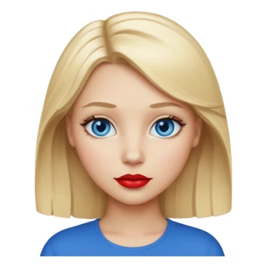 blonde girl portrait with blonde hair blue eyes and red lipstick  sticker