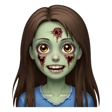 a zumbi girl with long brunette straight hair and light brown eyes, she is happy and beautiful  sticker