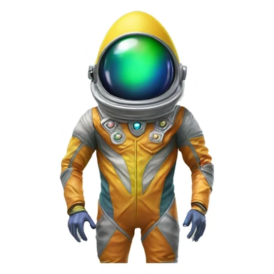 Alien with diamond shaped head an muti  Colored space suit in geometrical shaped covering him head to toe sticker