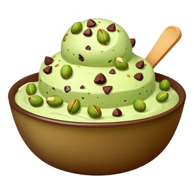 I want a emoji of pistachio ice cream with pistachio on top and some chocolate chips , make sure it’s in a bowl and aesthetic sticker
