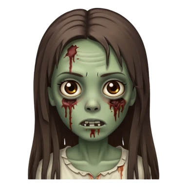 zombie girl with straight long hair and brown eyes, brown skin sticker