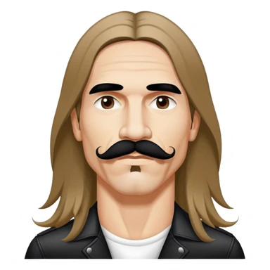 face of a rock singer with signature mustache and long hair, inspired by Anthony Kiedis sticker