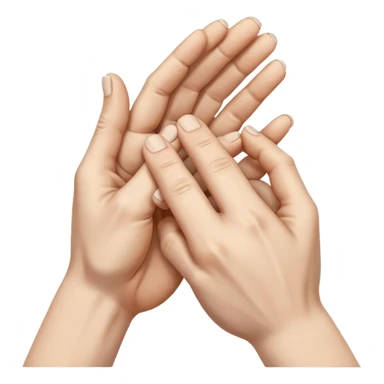 a pair of hands cracking their knuckles, by interlacing fingers, rotating the hands, and extending sticker