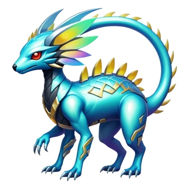  Shiny exotic tropical iridescent cyber-Protogen-Fakémon-Pokémon-Vernid-creature sticker