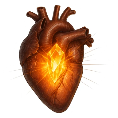 heart with a glowing crystal core sticker