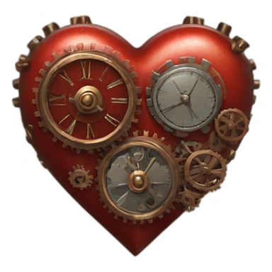 Red steampunk metal heart sticker