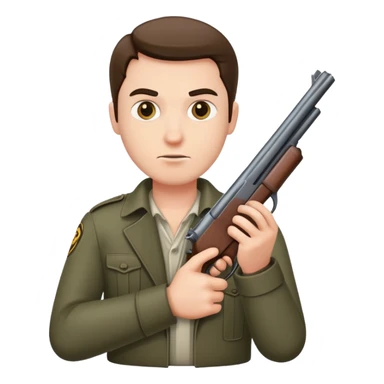 man with gun sticker