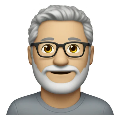 A handsome man in his 50s with graying short hair and a gray beard wearing brown, acetate, framed eyeglasses he has greenish hazel eyes eyes sticker