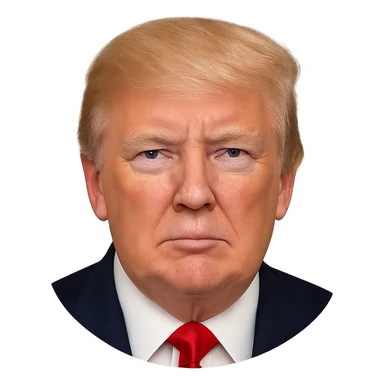 Donald Trump, realistic features, recognizable face, looking straight, emoji format sticker